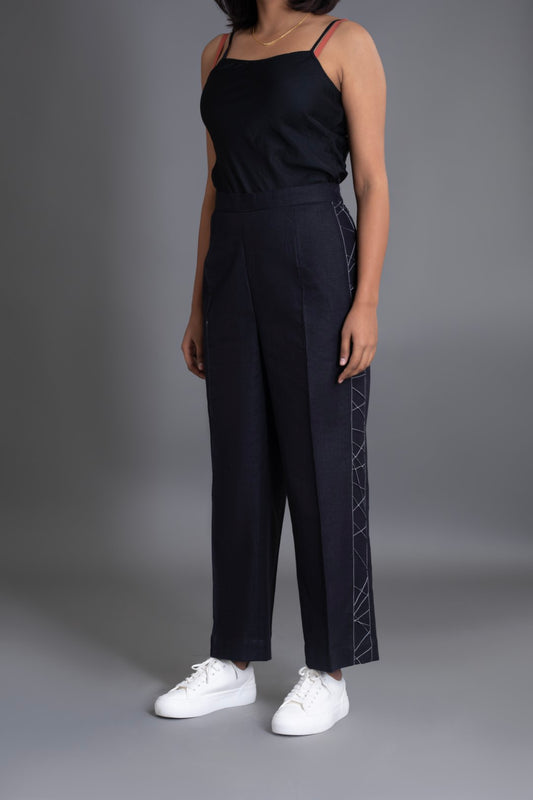 Black with White Crazy Pintuck Pant