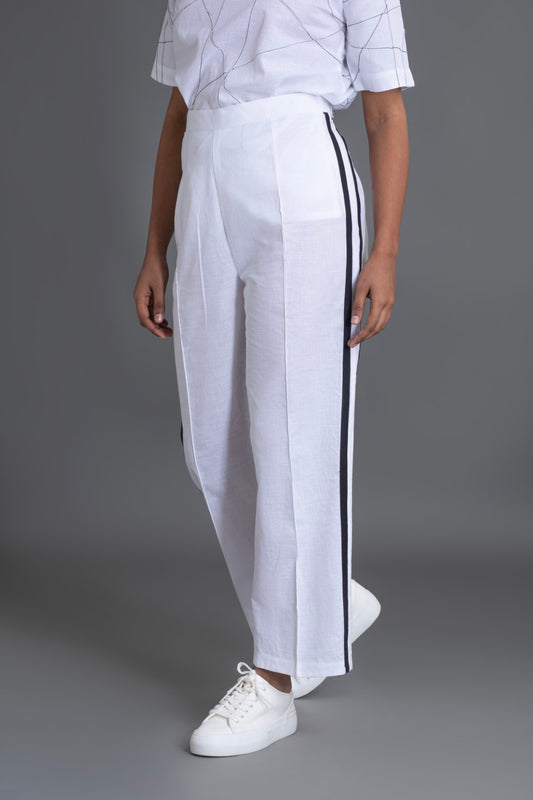 White Pant with Black Stripes