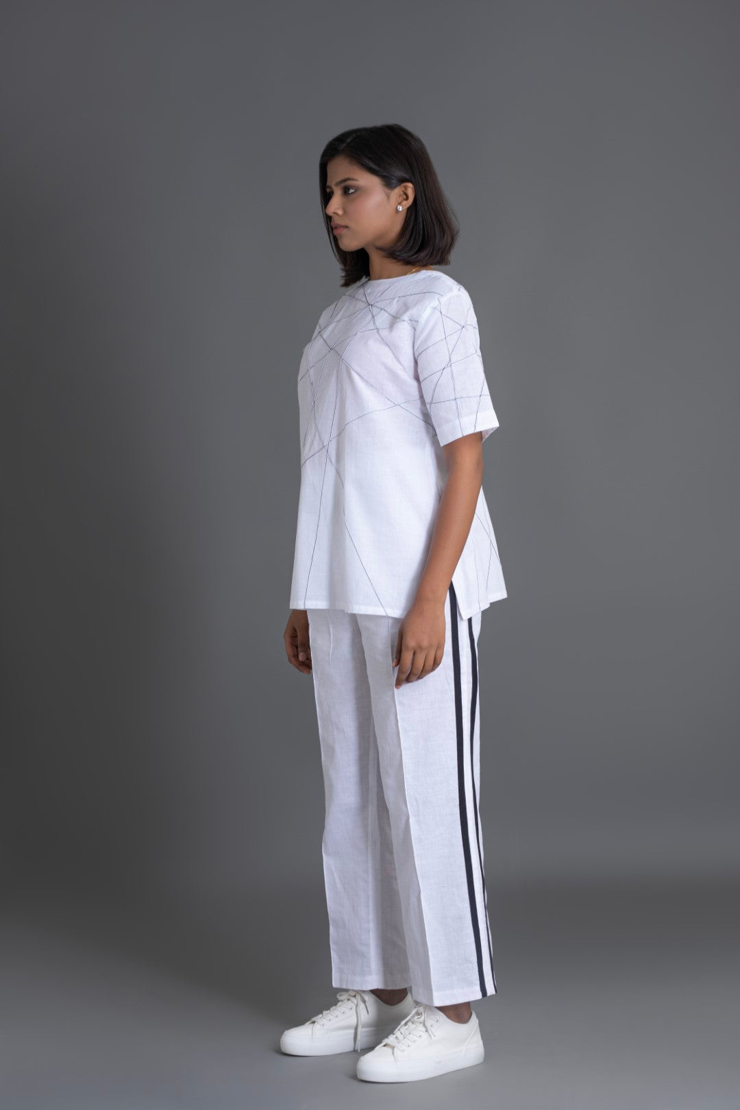 White Pant with Black Stripes