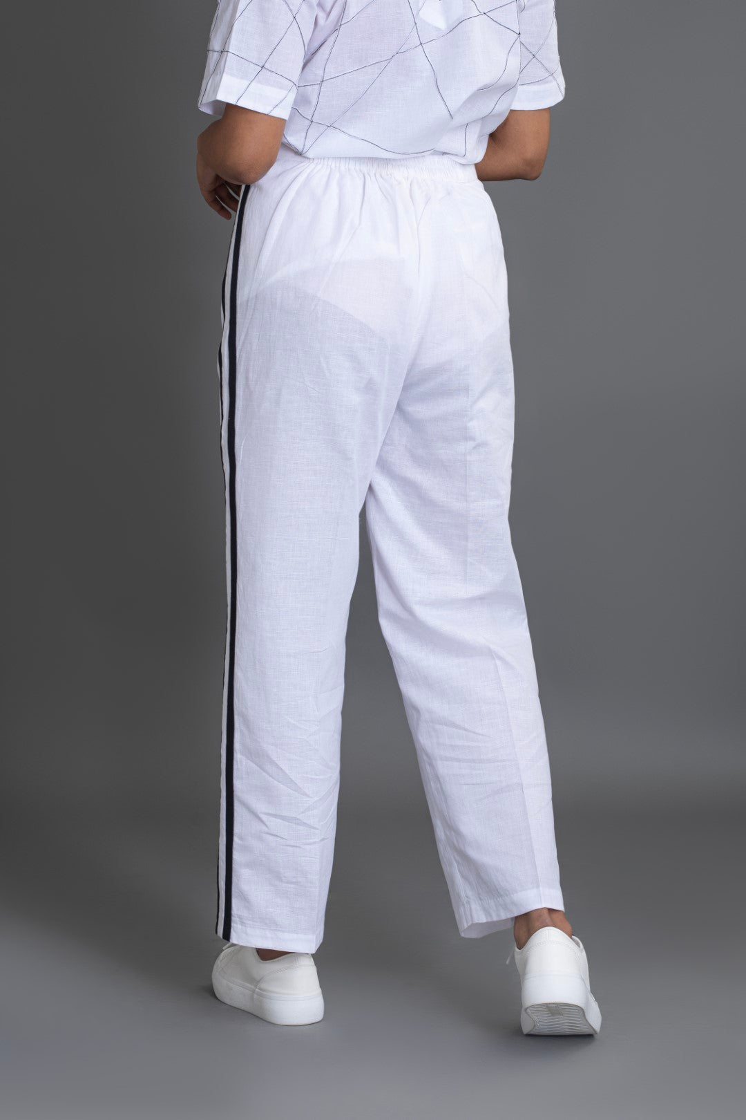 White Pant with Black Stripes