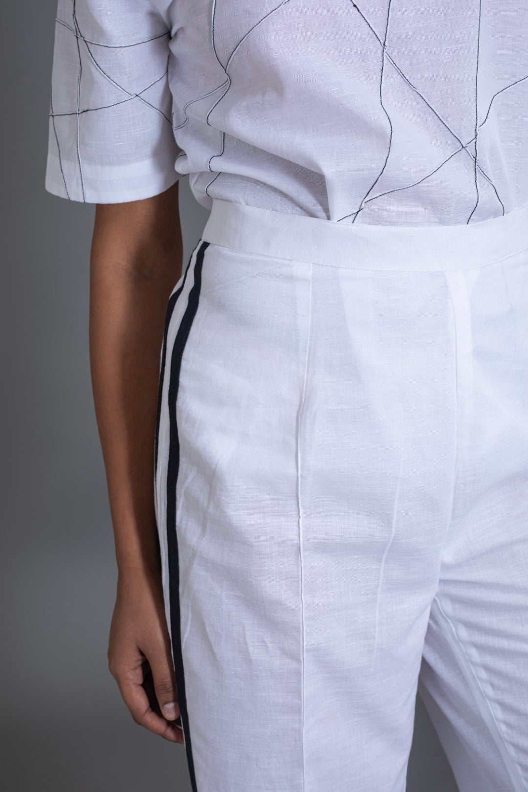 White Pant with Black Stripes