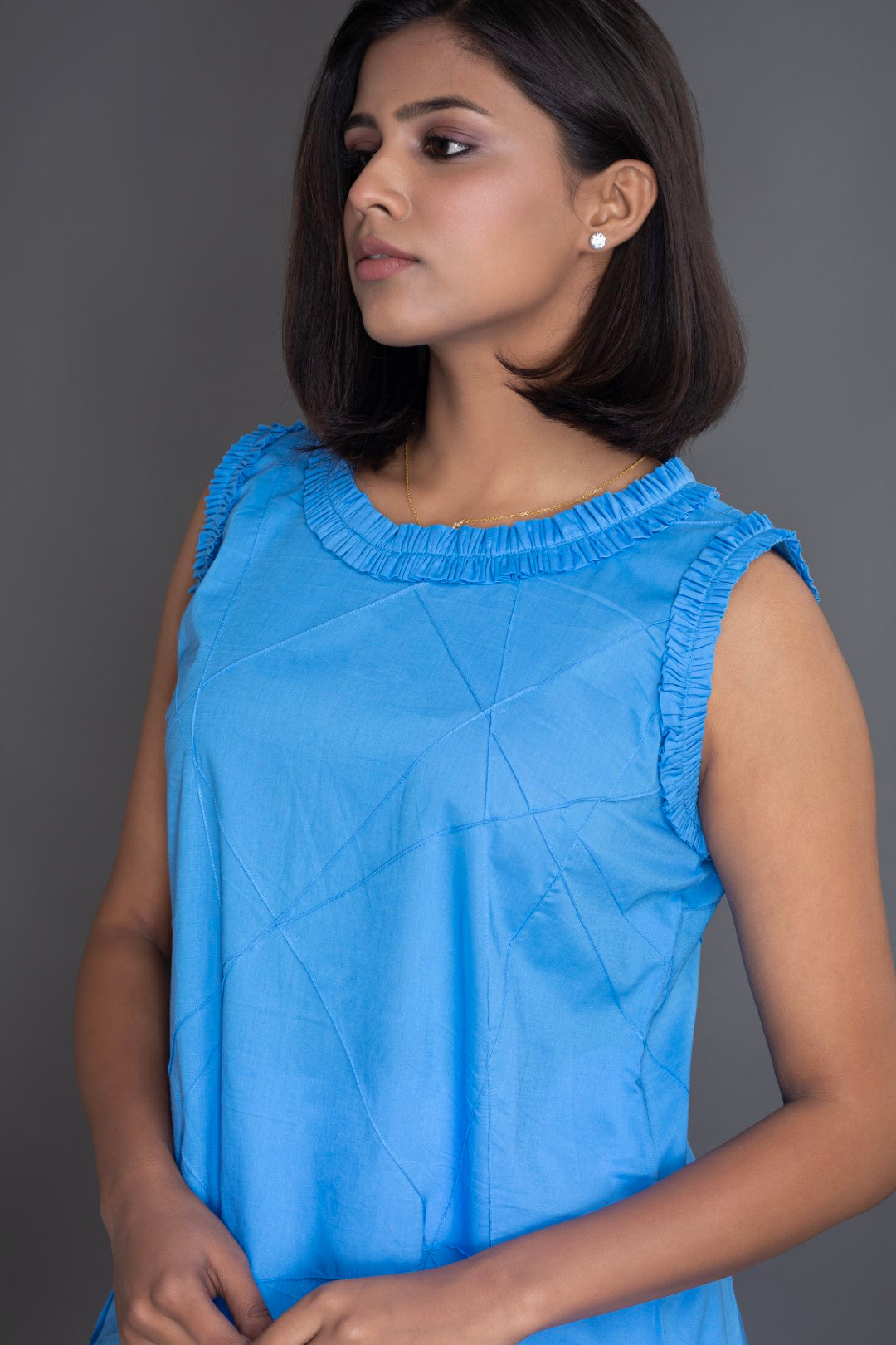 Cornflower Blue Crazy Pintuck Top