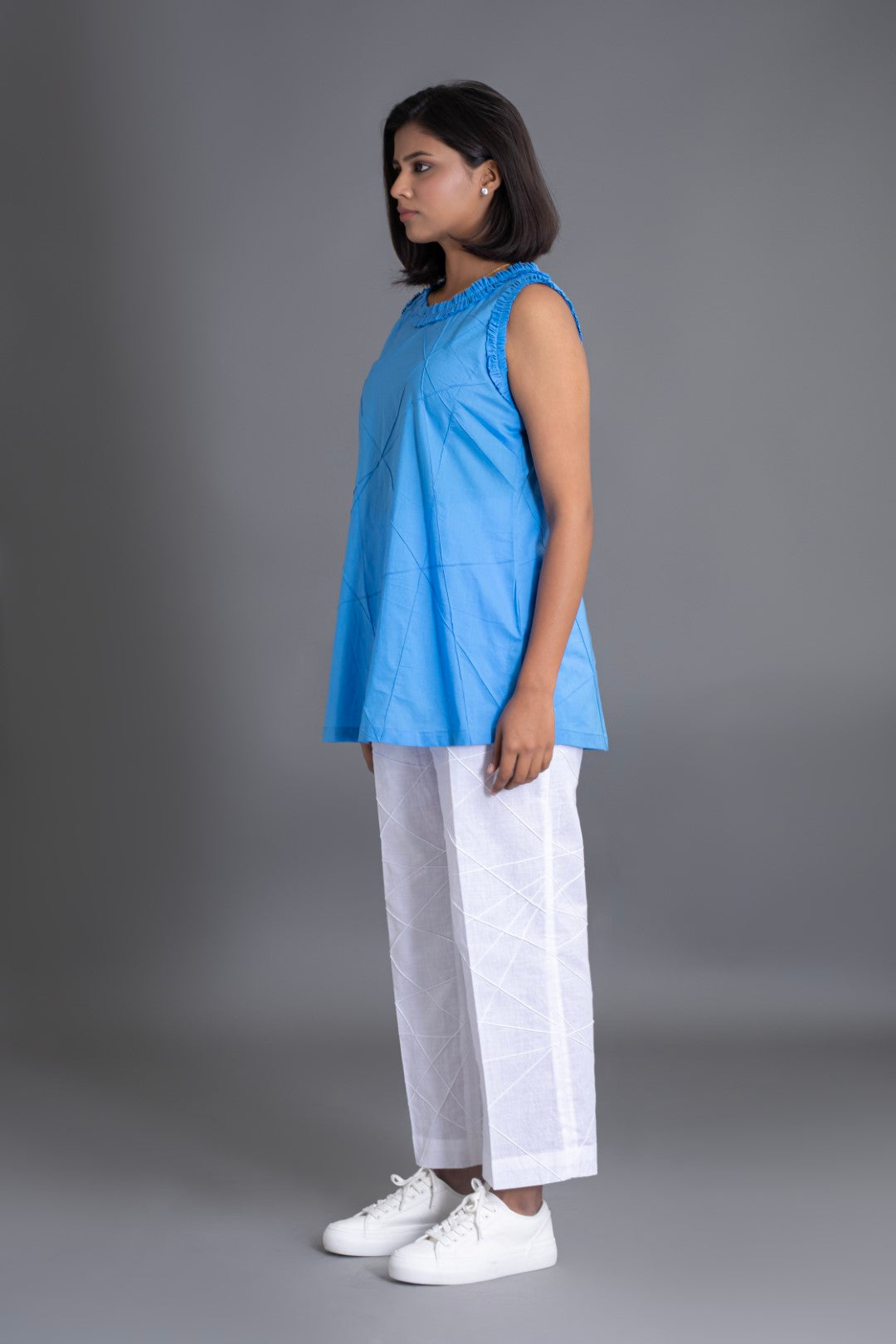 Cornflower Blue Crazy Pintuck Top