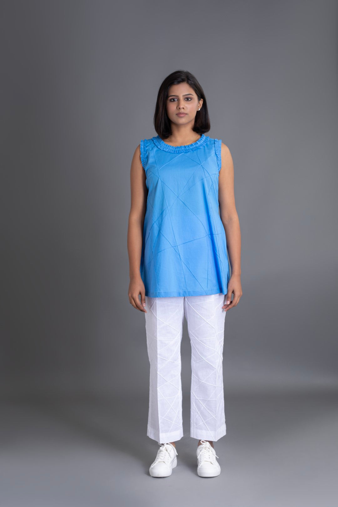 Cornflower Blue Crazy Pintuck Top