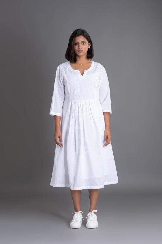 White on White Crazy Pintuck Dress