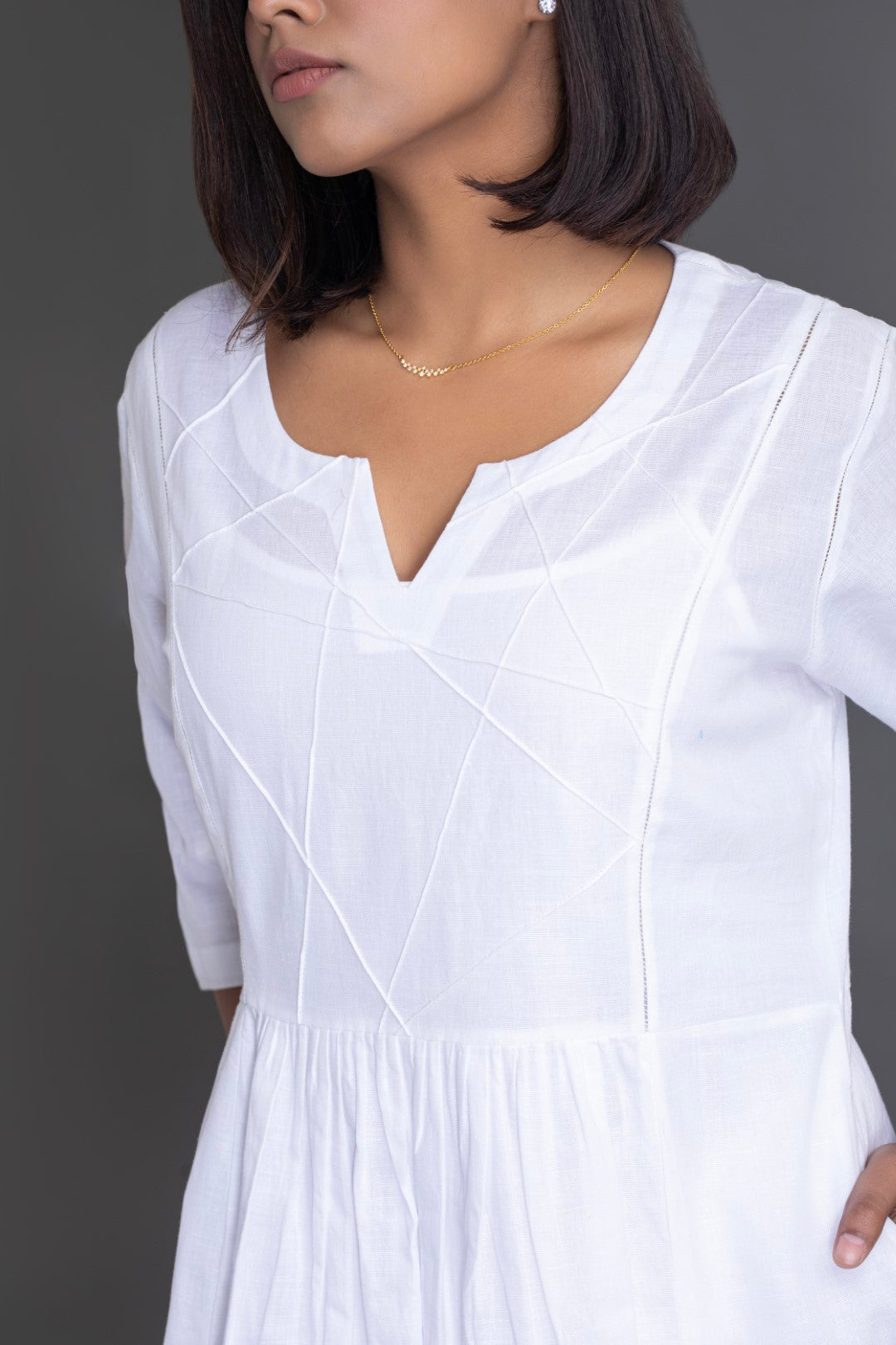 White on White Crazy Pintuck Dress