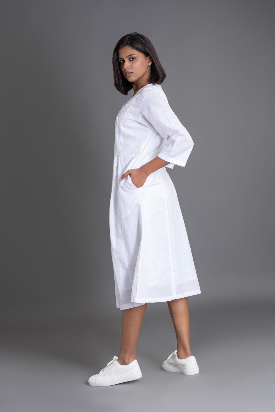 White on White Crazy Pintuck Dress