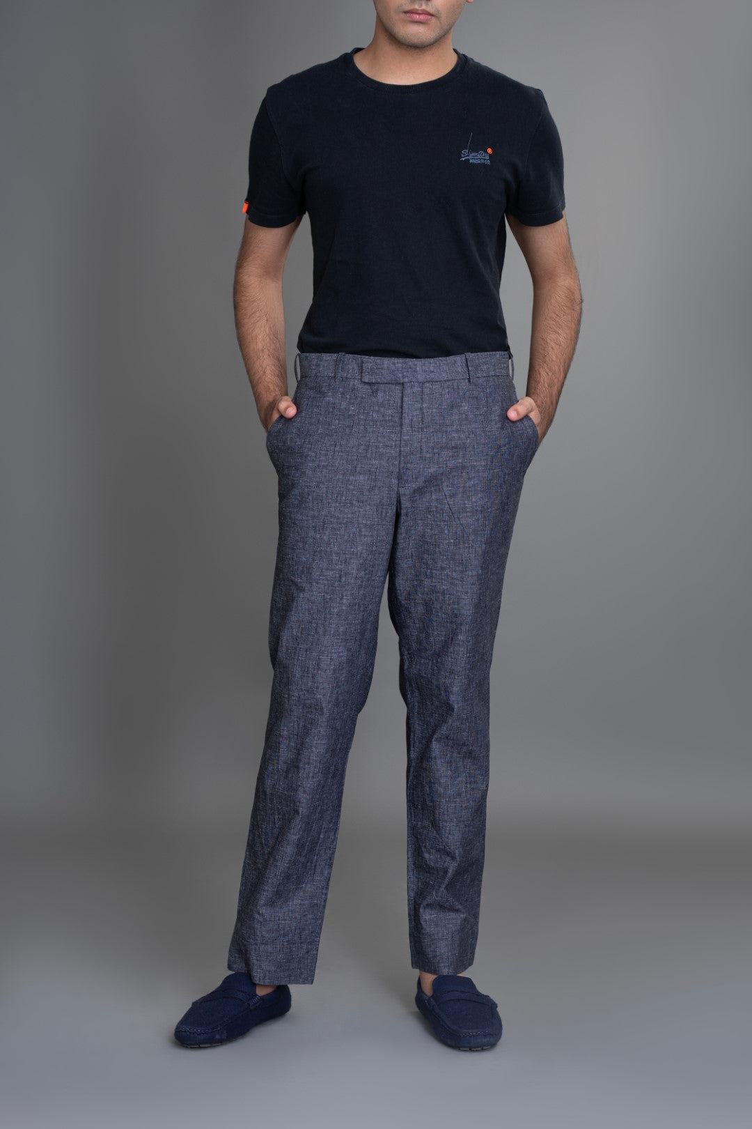 Grey Chambray Linen Trousers