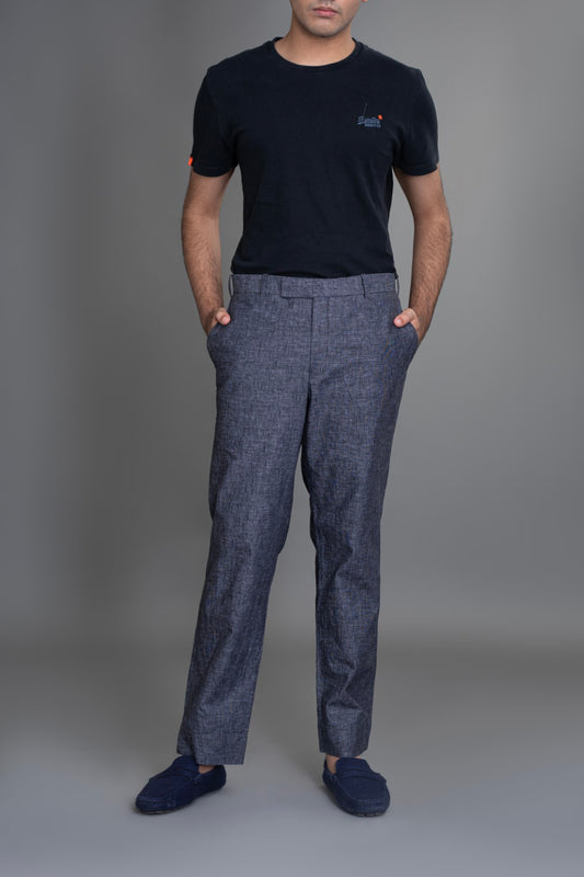 Grey Chambray Linen Trousers