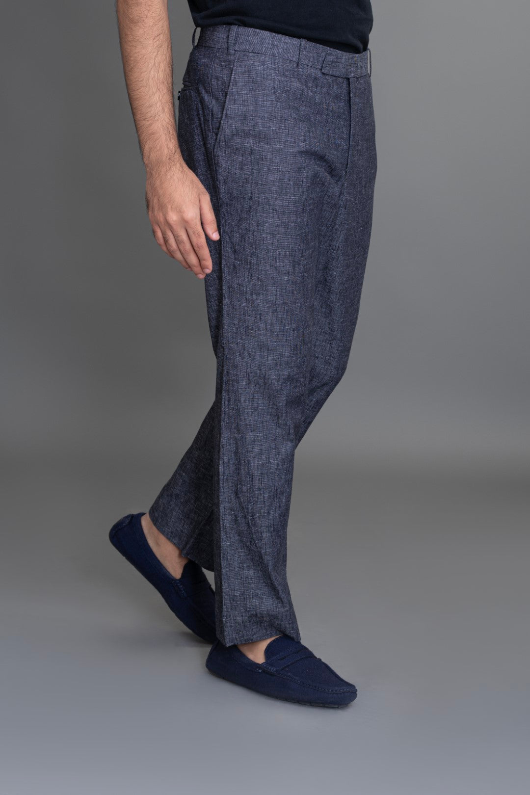 Grey Chambray Linen Trousers