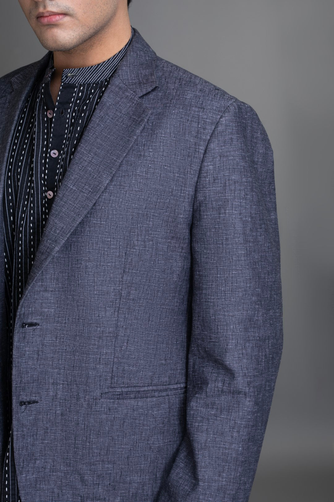 Grey Chambray Linen Suit