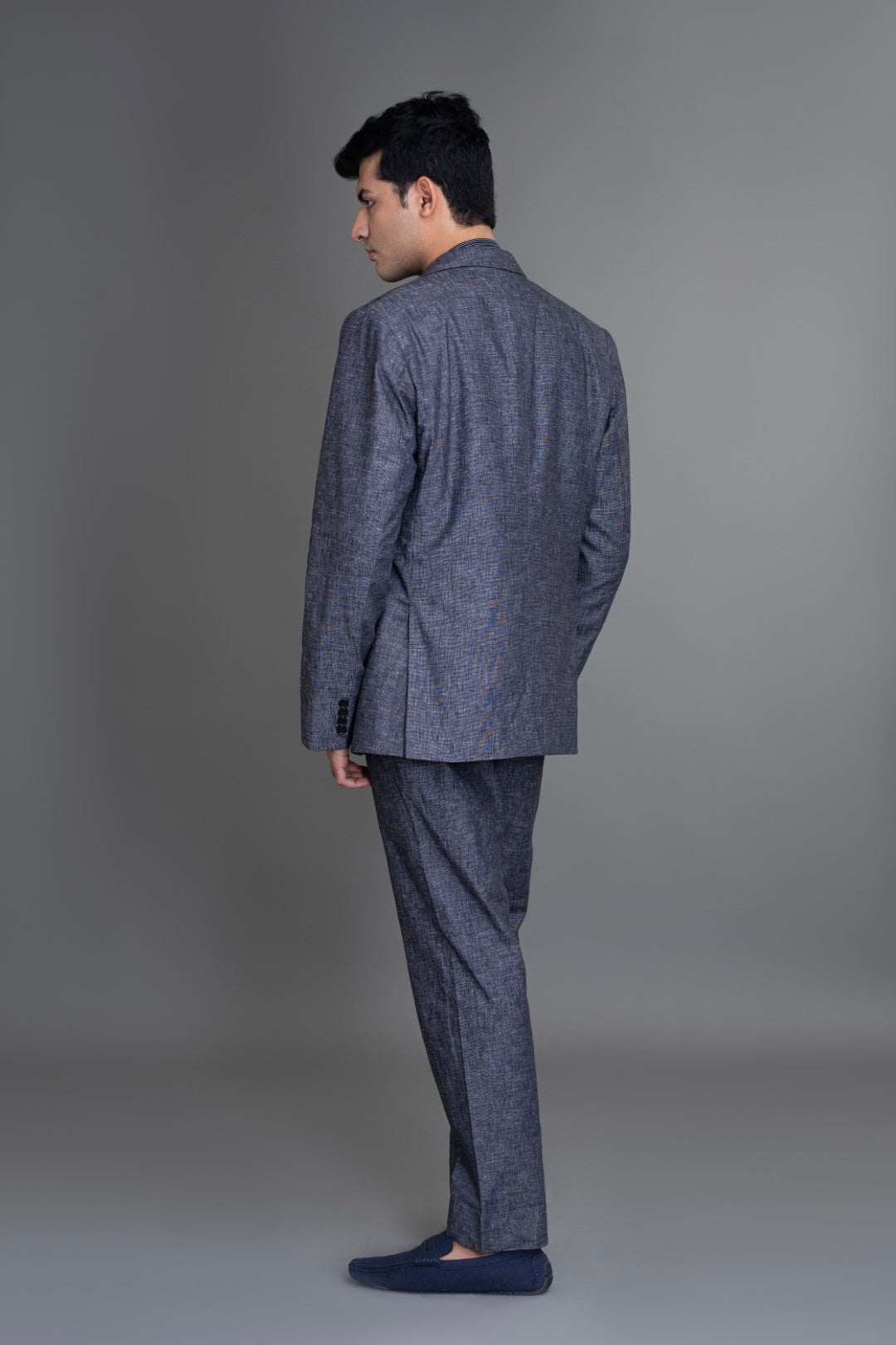 Grey Chambray Linen Suit