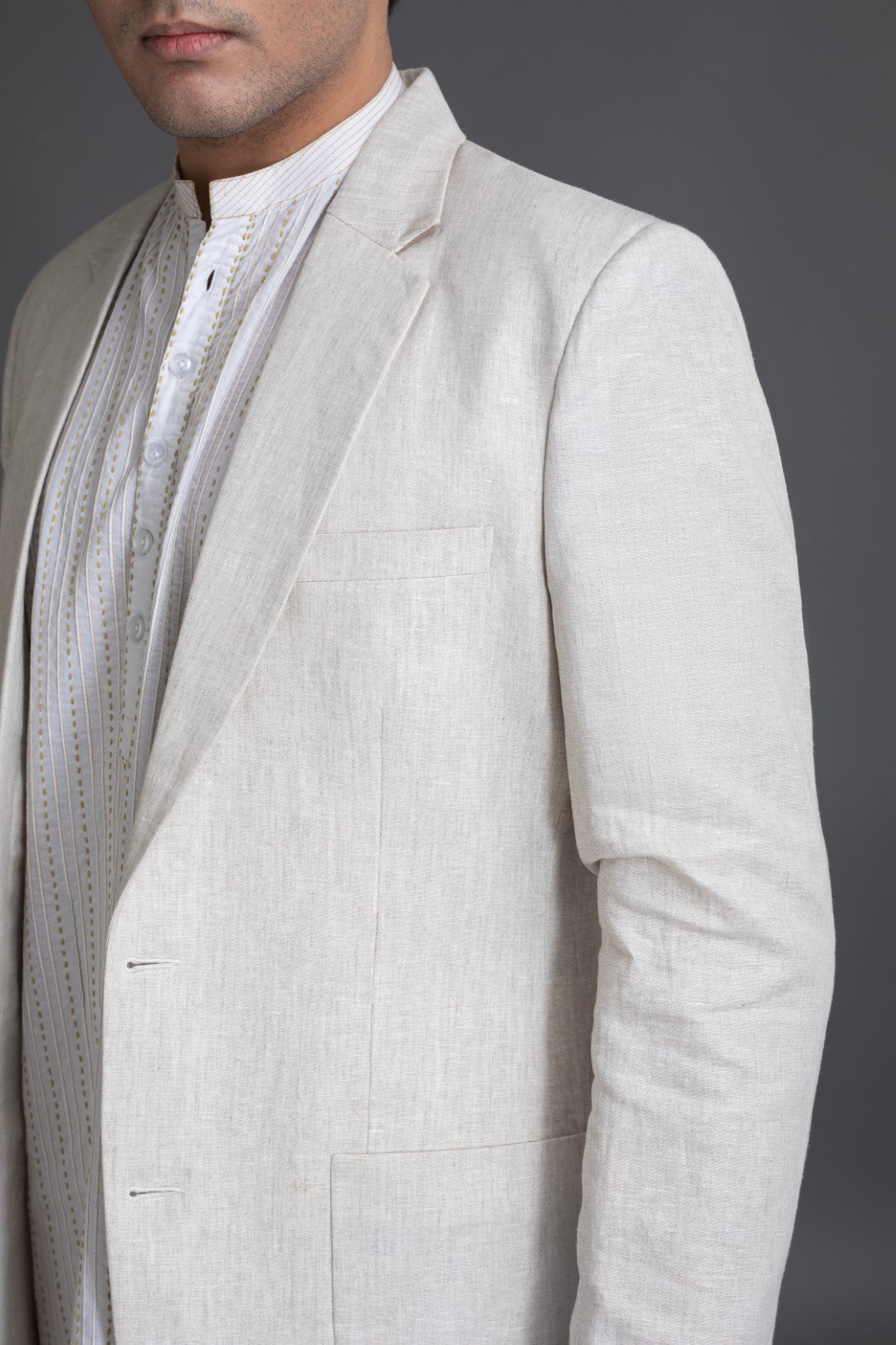 Ecru Chambray Linen Suit