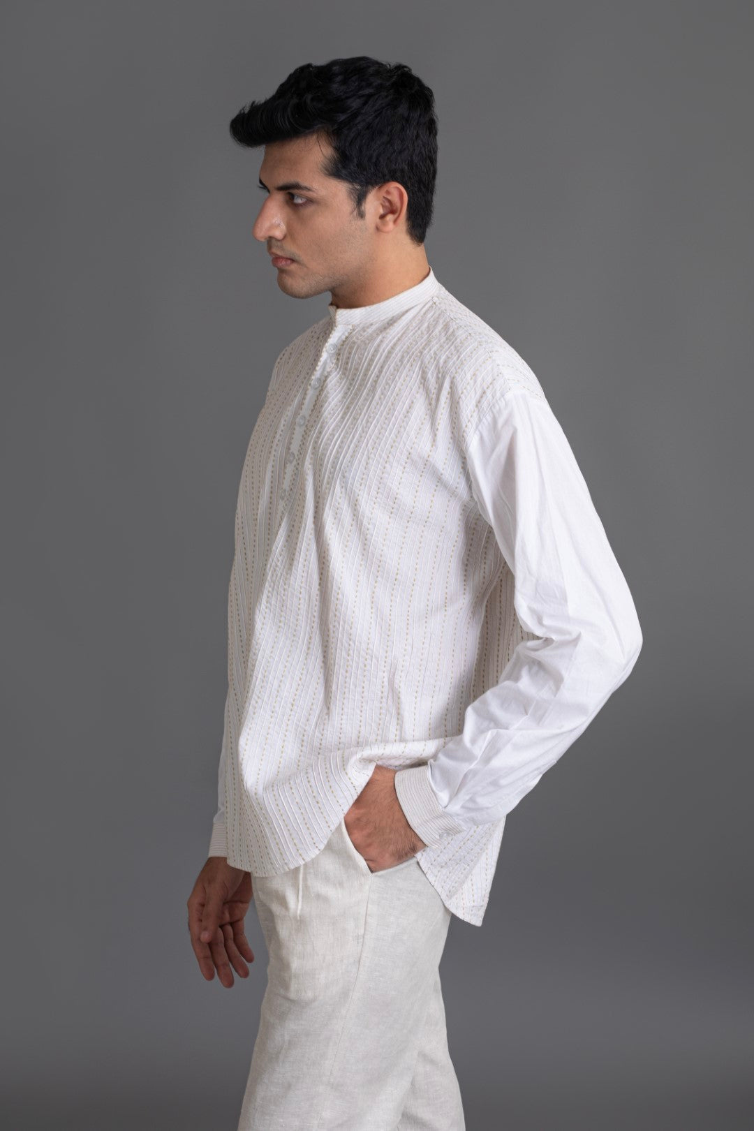 Allover Pintuck Kurta Shirt