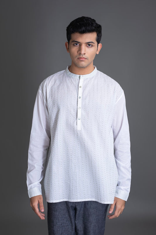 Allover Pintuck Kurta Shirt