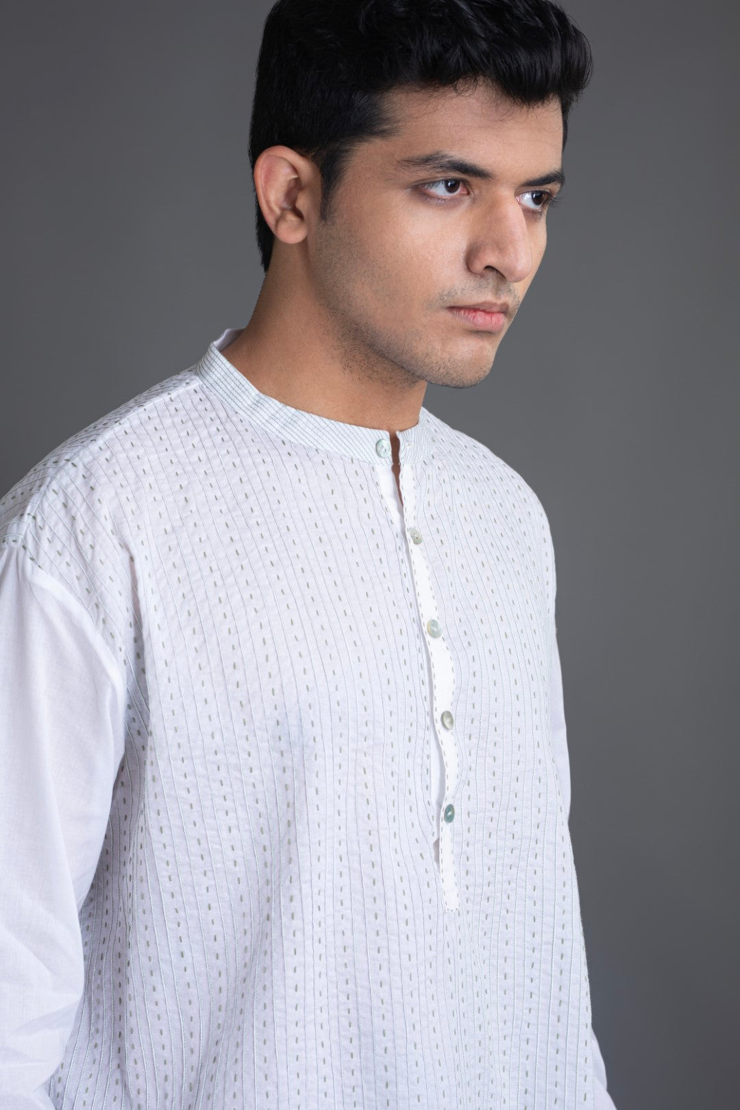 Allover Pintuck Kurta Shirt