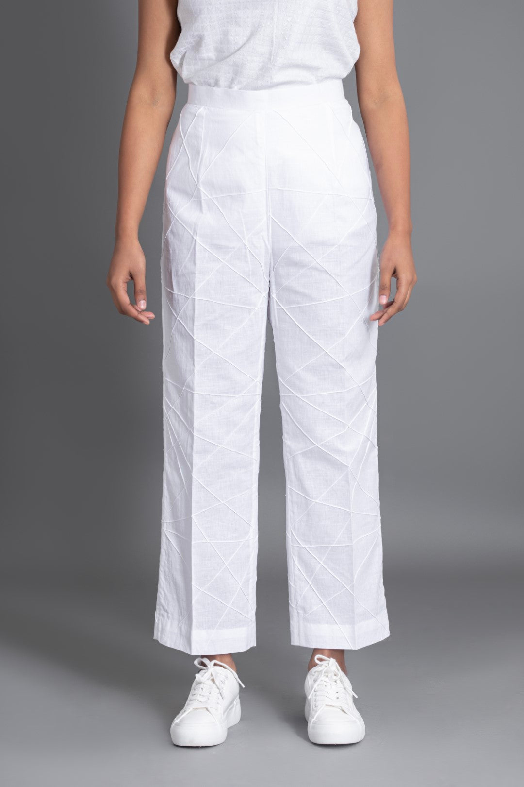 White on White Crazy Pintuck Pant