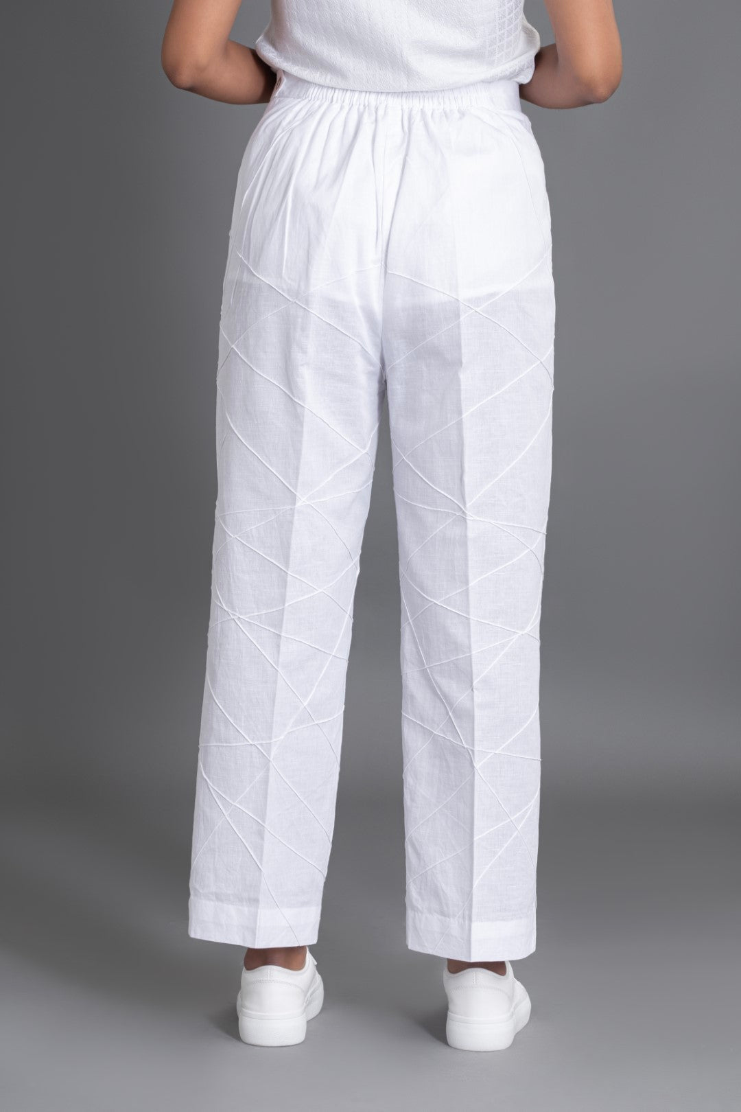 White on White Crazy Pintuck Pant