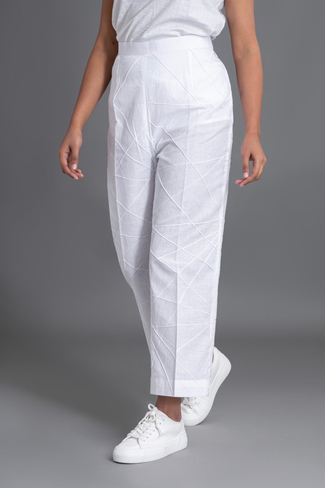 White on White Crazy Pintuck Pant