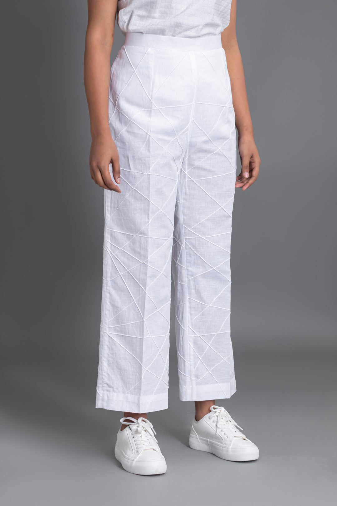 White on White Crazy Pintuck Pant