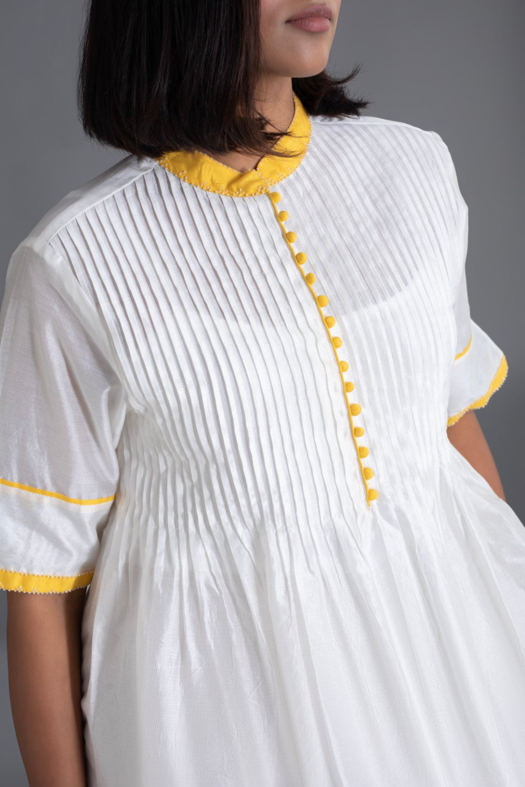 Ivory Top with  Canary collar and cuff